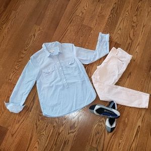 J Crew blue Oxford Popover Shirt